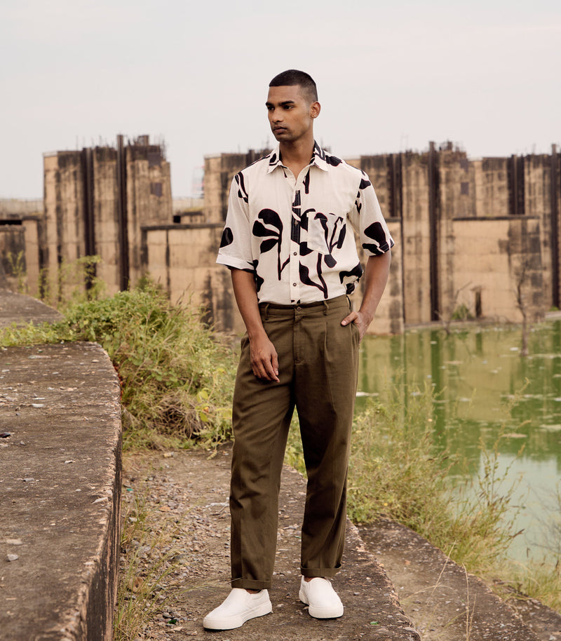 Olivebird Trouser cotton by Khara Kapas Men in green for men in Singapore