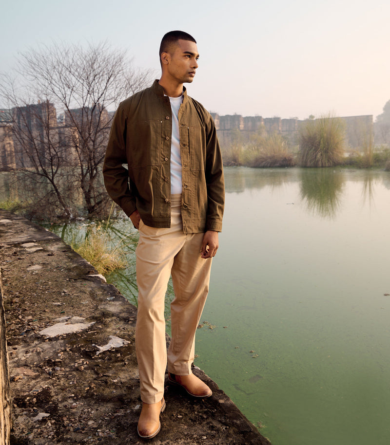 Eagle Eye Jacket cotton by Khara Kapas Men in green for men in Singapore
