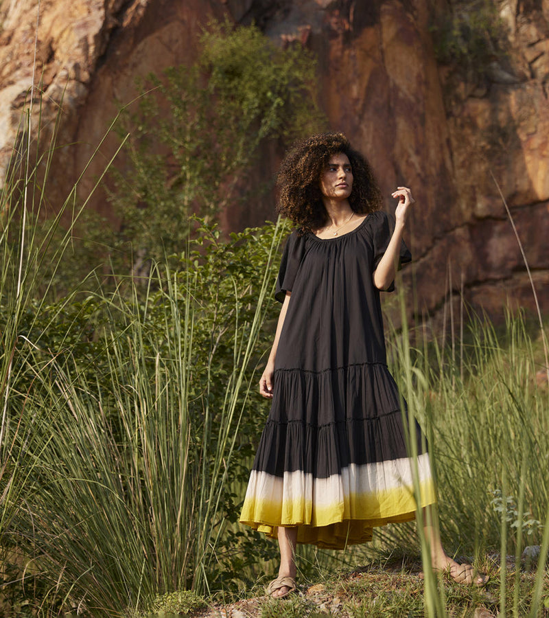 Dusty Ink Midi Dress Dress by Khara Kapas in black for women in Singapore