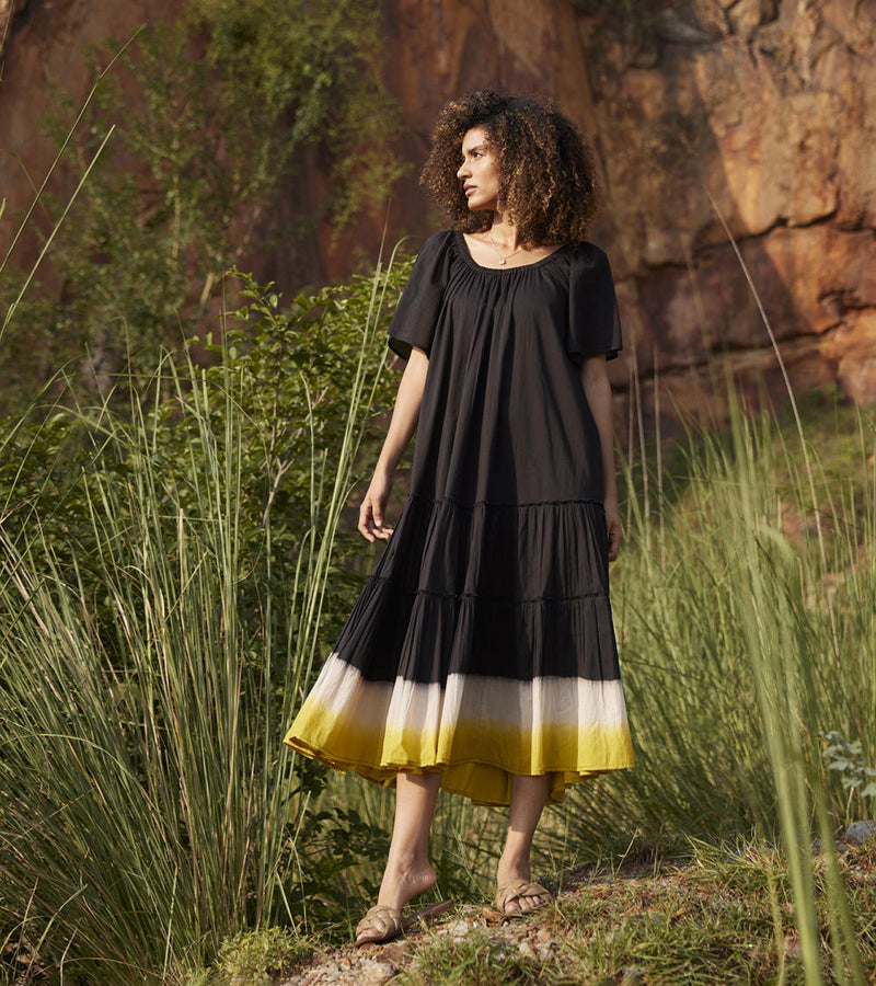 Dusty Ink Midi Dress Dress by Khara Kapas in black for women in Singapore