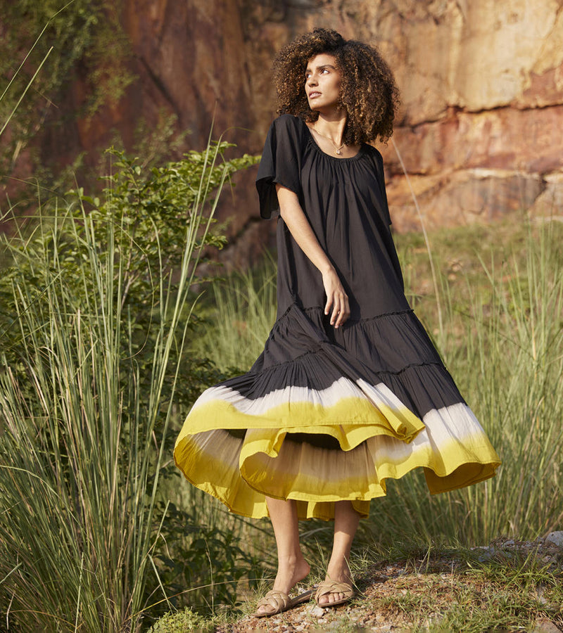 Dusty Ink Midi Dress Dress by Khara Kapas in black for women in Singapore