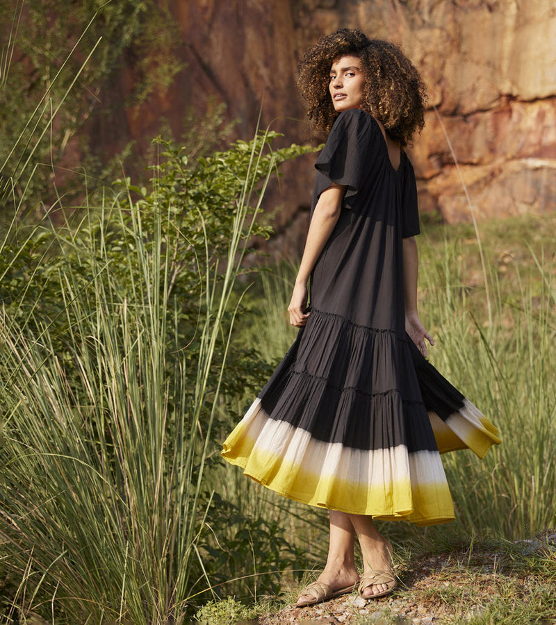 Dusty Ink Midi Dress Dress by Khara Kapas in black for women in Singapore