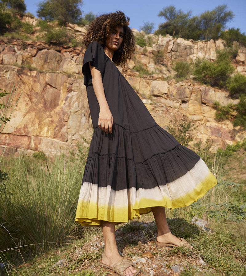 Dusty Ink Midi Dress Dress by Khara Kapas in black for women in Singapore