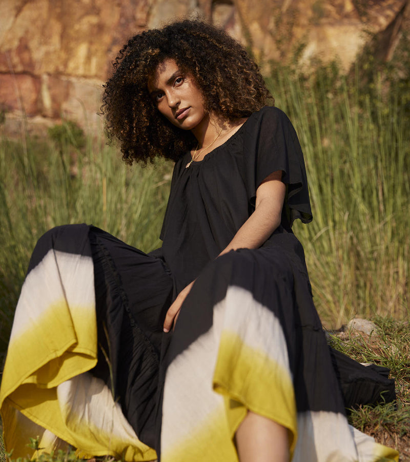 Dusty Ink Midi Dress Dress by Khara Kapas in black for women in Singapore