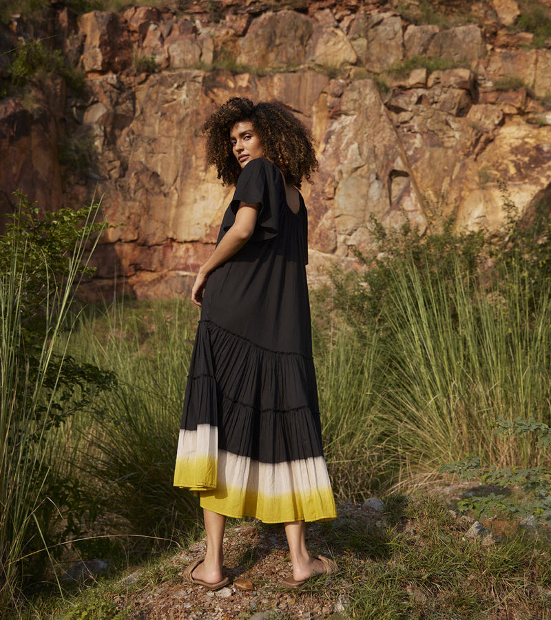 Dusty Ink Midi Dress Dress by Khara Kapas in black for women in Singapore