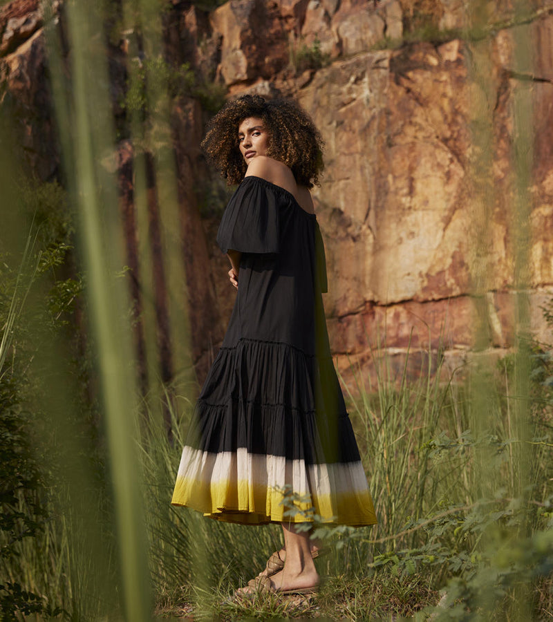 Dusty Ink Midi Dress Dress by Khara Kapas in black for women in Singapore