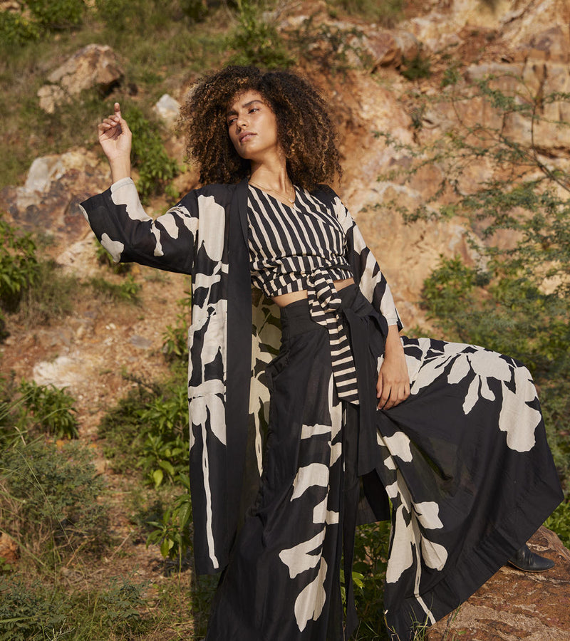 Desire of Elixir Pleated Trouser Bottoms by Khara Kapas in black for women in Singapore