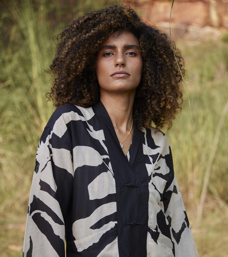 Dazed Trance Top Top & Tunics by Khara Kapas in black for women in Singapore