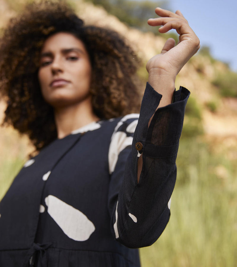 Droplet Blouse Top & Tunics by Khara Kapas in black for women in Singapore