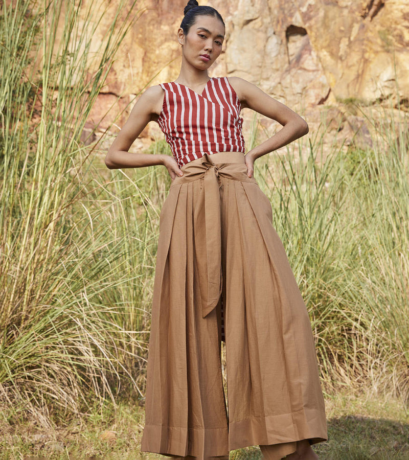 Lost In Chase Pleated Trouser Bottoms by Khara Kapas for women in Singapore