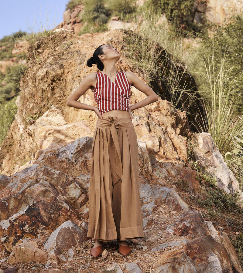 Lost In Chase Pleated Trouser Bottoms by Khara Kapas for women in Singapore