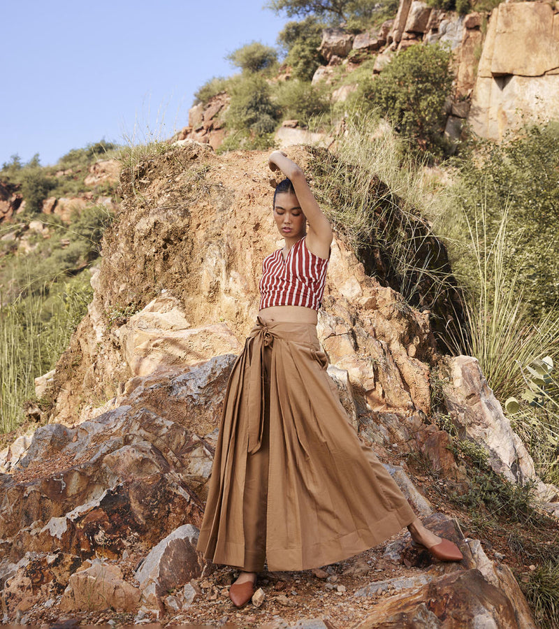 Lost In Chase Pleated Trouser Bottoms by Khara Kapas for women in Singapore