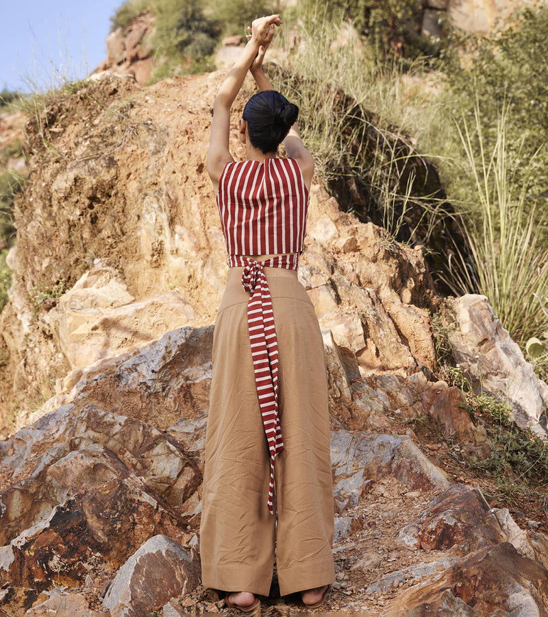Lost In Chase Pleated Trouser Bottoms by Khara Kapas for women in Singapore