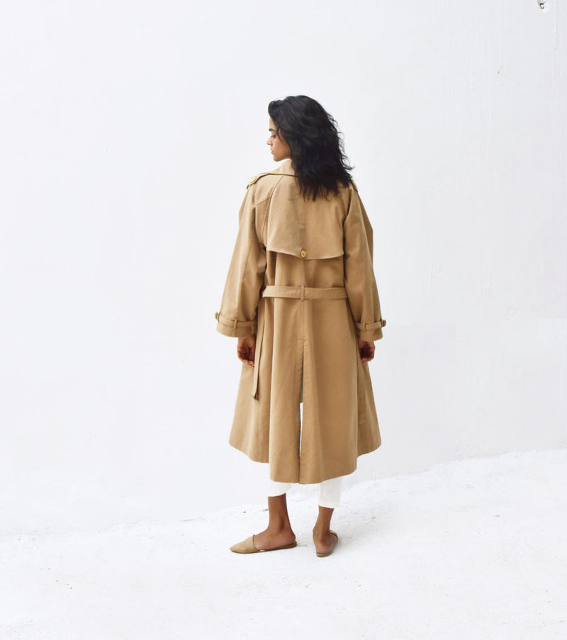 Latte Trench Coat Jackets & Overlays by Khara Kapas for women in Singapore