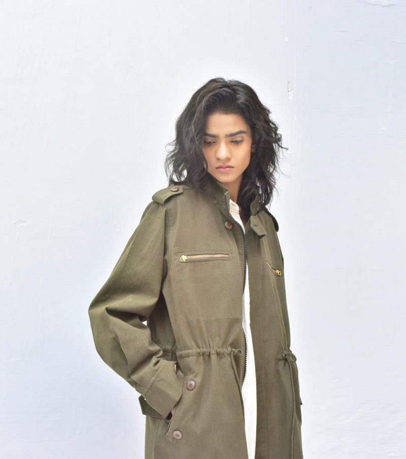 Olive Parka Jacket Jackets & Overlays by Khara Kapas for women in Singapore