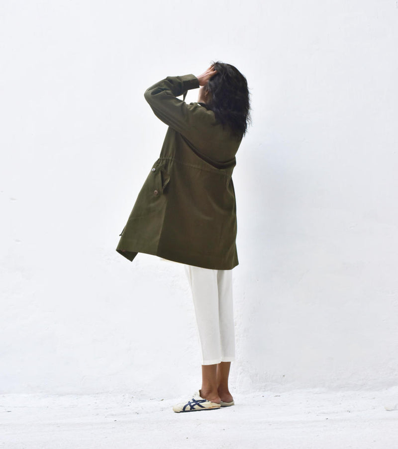 Olive Parka Jacket Jackets & Overlays by Khara Kapas for women in Singapore