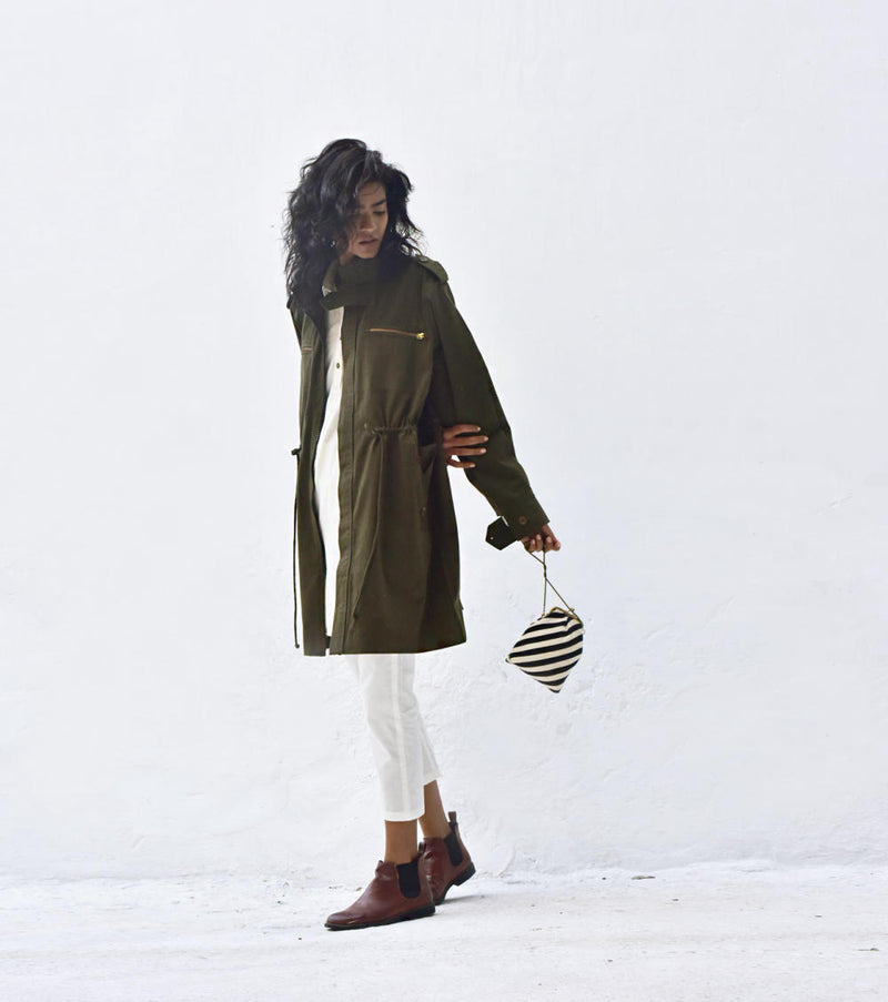 Olive Parka Jacket Jackets & Overlays by Khara Kapas for women in Singapore