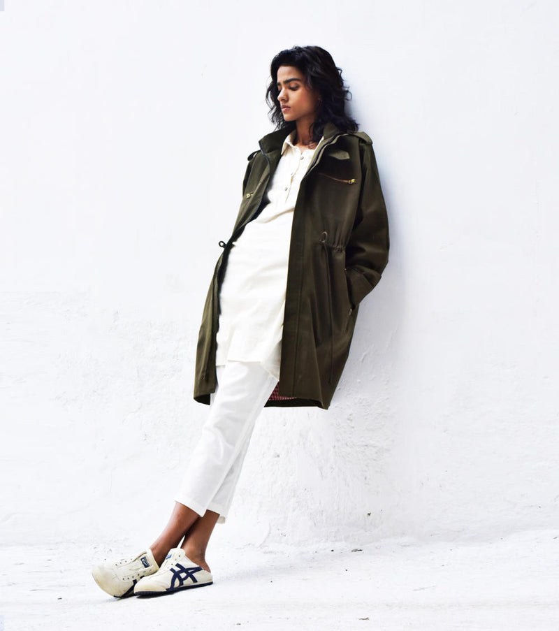 Olive Parka Jacket Jackets & Overlays by Khara Kapas for women in Singapore