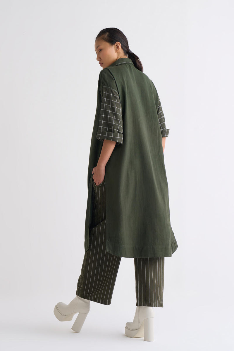 Overlap Kaftaan Co-ord - Olive Co-ord Set,Bottoms,Jackets & Overlays by THREE for women in Singapore