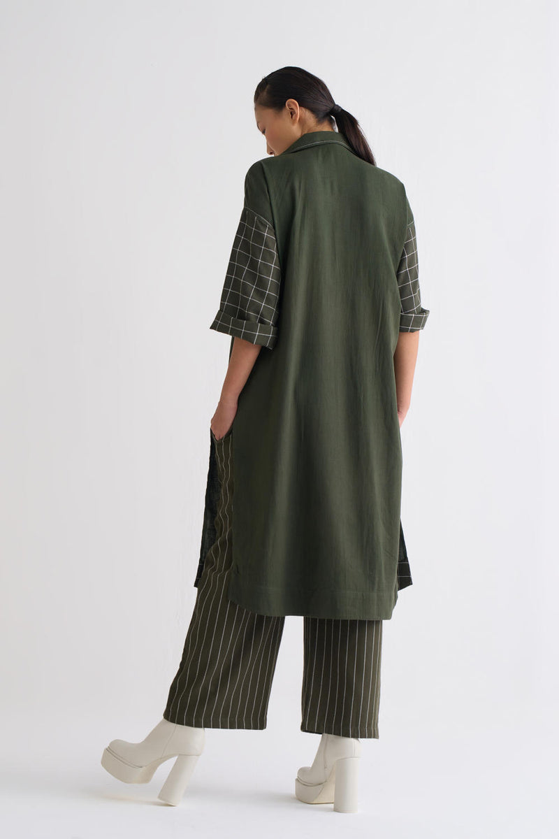 Overlap Kaftaan Co-ord - Olive Co-ord Set,Bottoms,Jackets & Overlays by THREE for women in Singapore