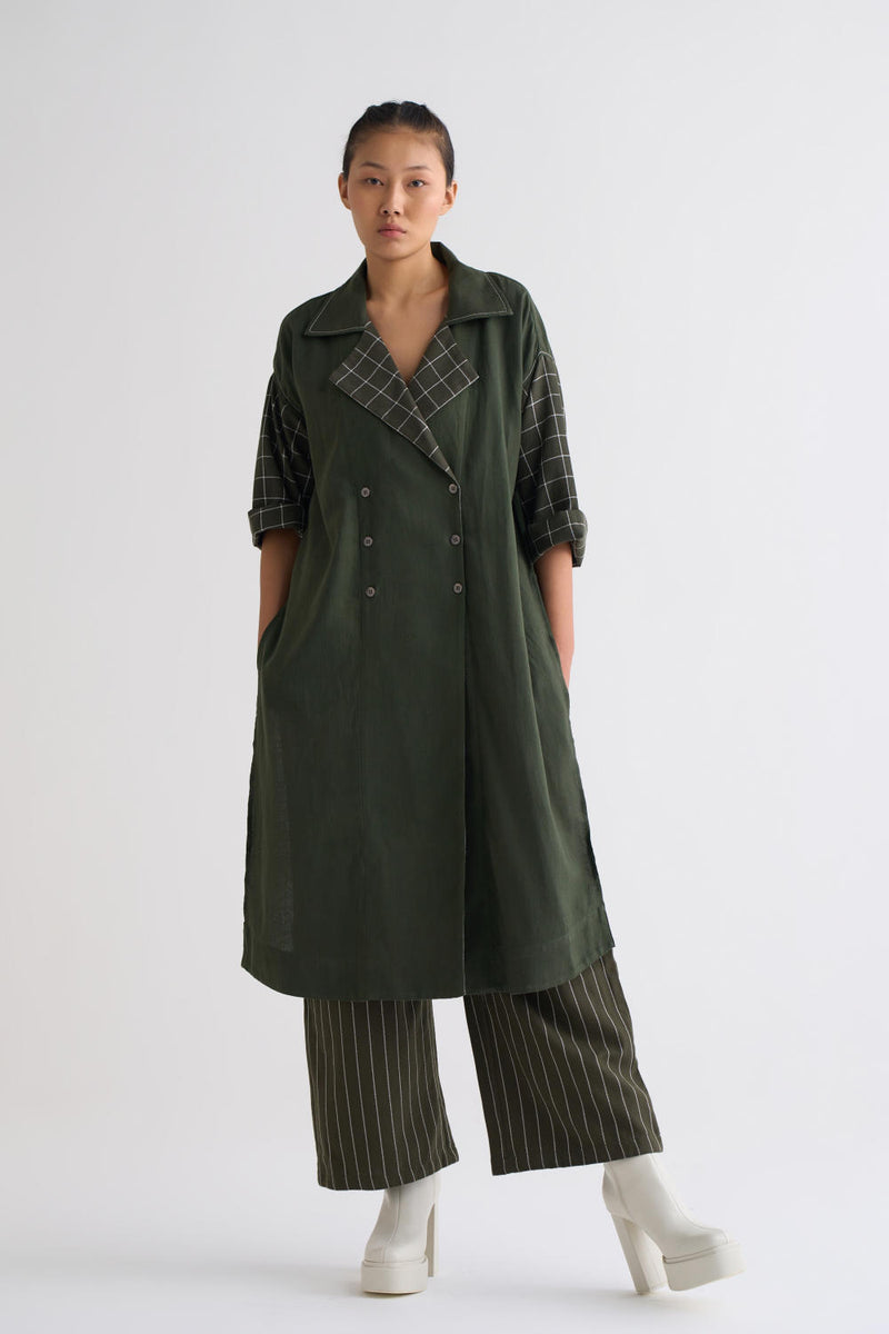 Overlap Kaftaan Co-ord - Olive Co-ord Set,Bottoms,Jackets & Overlays by THREE for women in Singapore