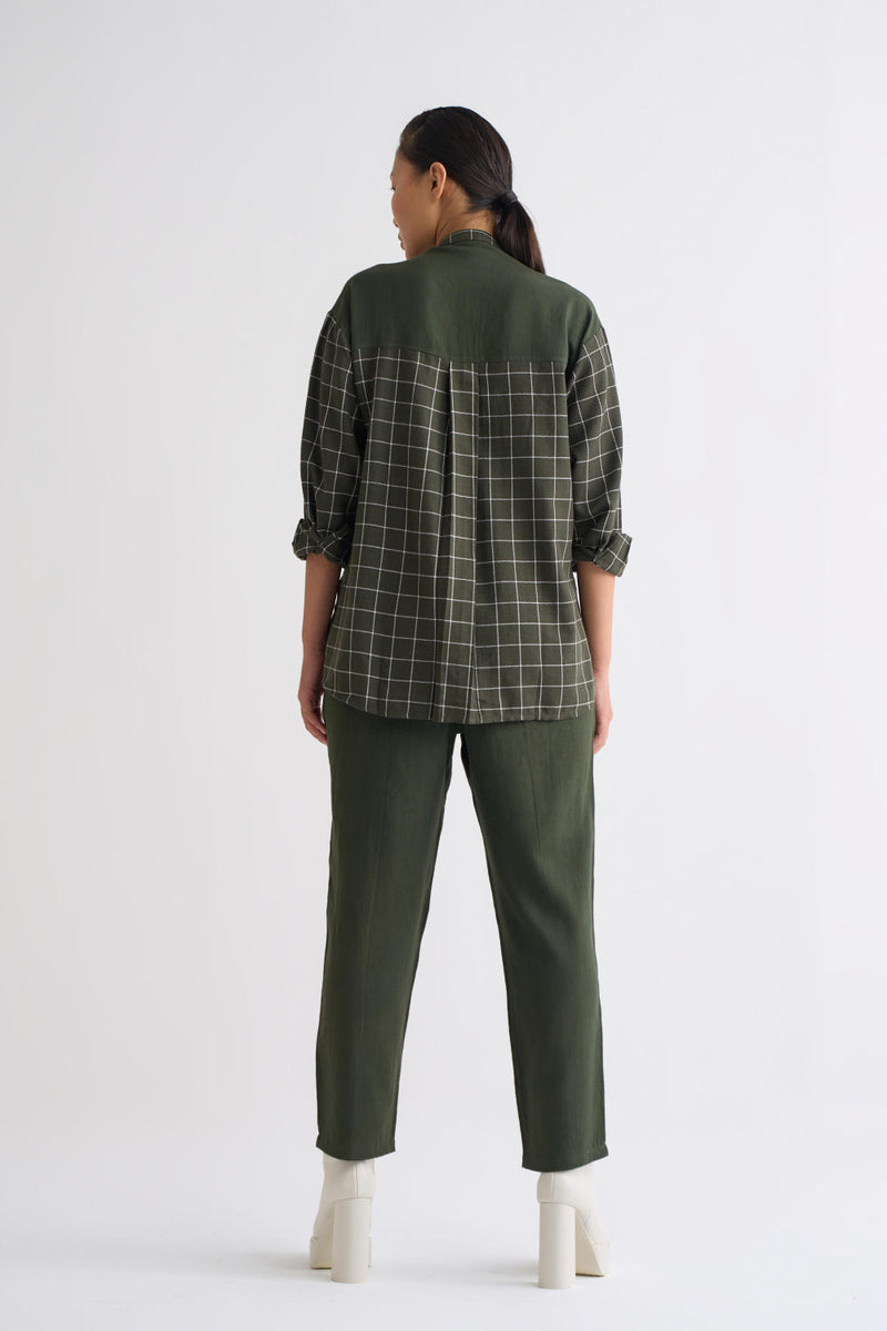 Patch Pocket Shirt Co-ord - Olive Co-ord Set,Bottoms by THREE for women in Singapore