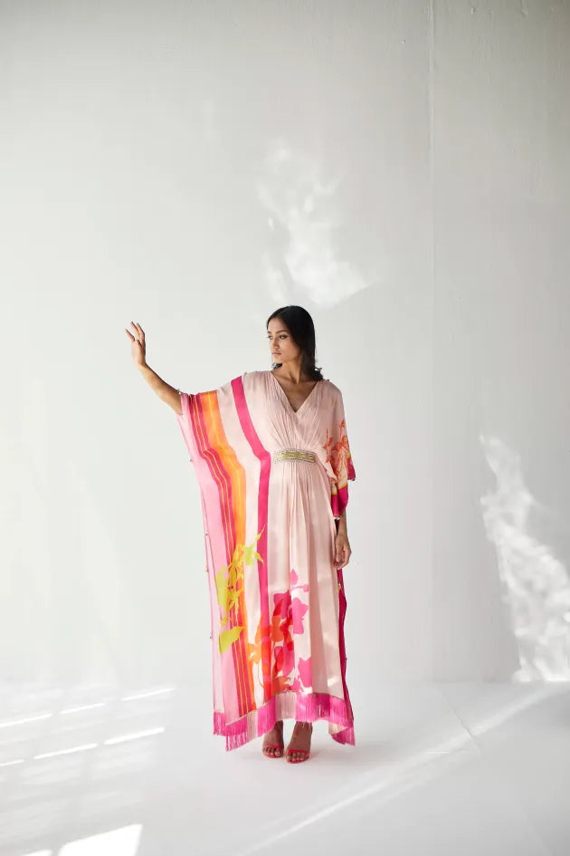 NUDE PINK BELT KAFTAN Indo-Western Wear by Rajiramniq for women in Singapore