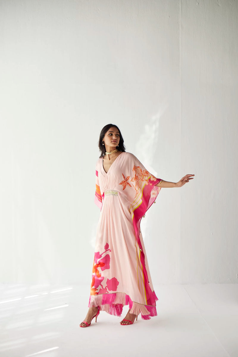 NUDE PINK BELT KAFTAN Indo-Western Wear by Rajiramniq for women in Singapore