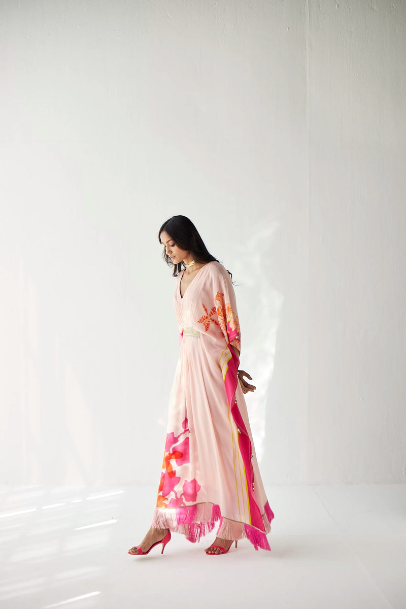 NUDE PINK BELT KAFTAN Indo-Western Wear by Rajiramniq for women in Singapore