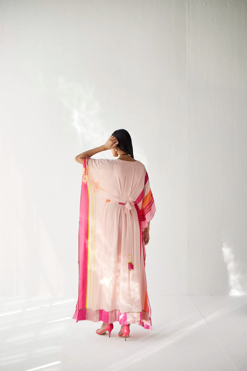 NUDE PINK BELT KAFTAN Indo-Western Wear by Rajiramniq for women in Singapore