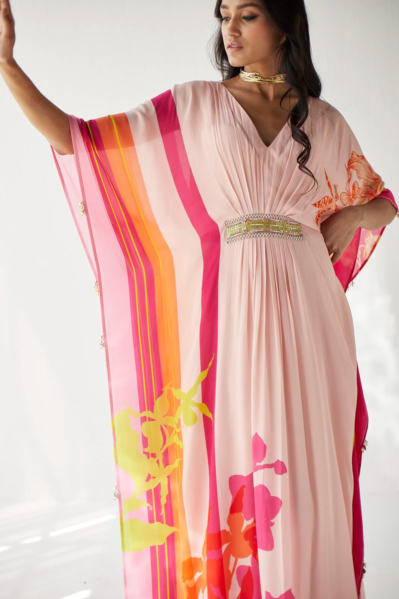 NUDE PINK BELT KAFTAN Indo-Western Wear by Rajiramniq for women in Singapore