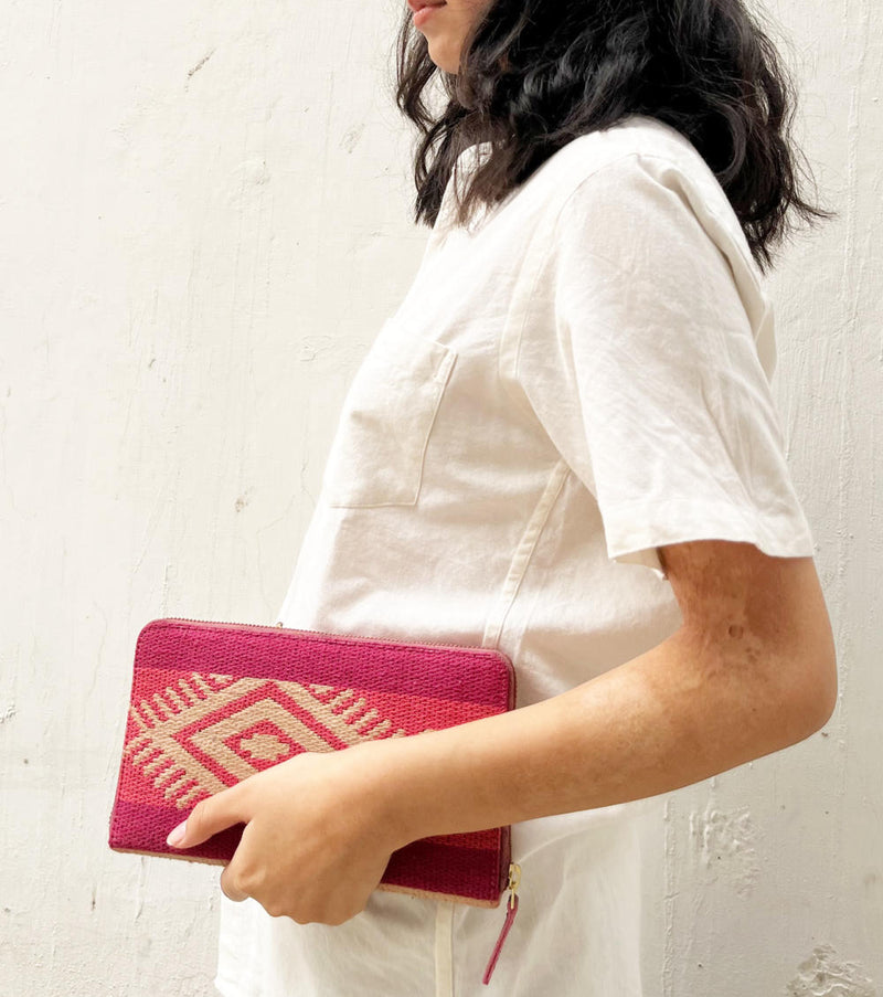 Rasberry Wallet cotton Bags by Khara Kapas for women in Singapore