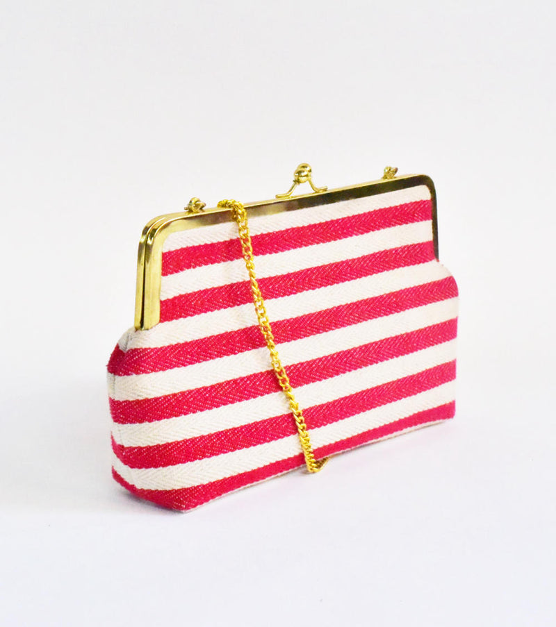 Red Autumn Clutch cotton Bags by Khara Kapas for women in Singapore