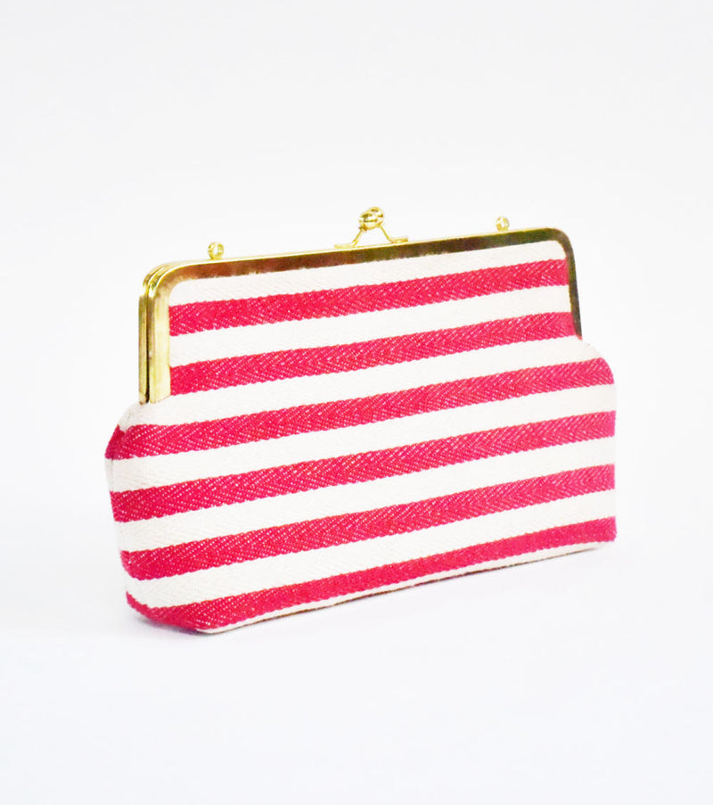 Red Autumn Clutch cotton Bags by Khara Kapas for women in Singapore