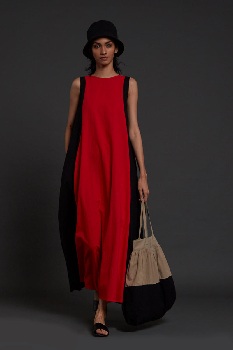 Red Colour Block Dress Dress by Mati for women in Singapore