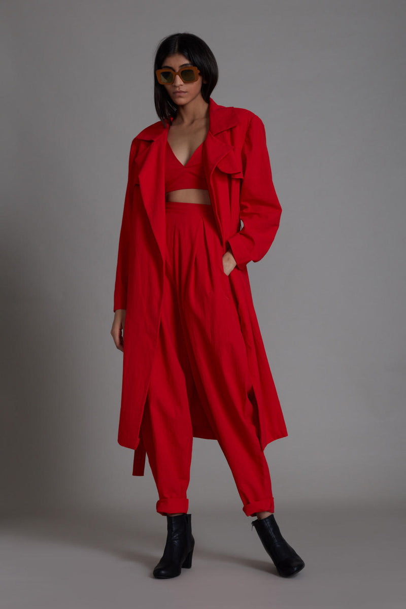 Red Milestone Set Co-ord Set,Jackets & Overlays by Mati for women in Singapore