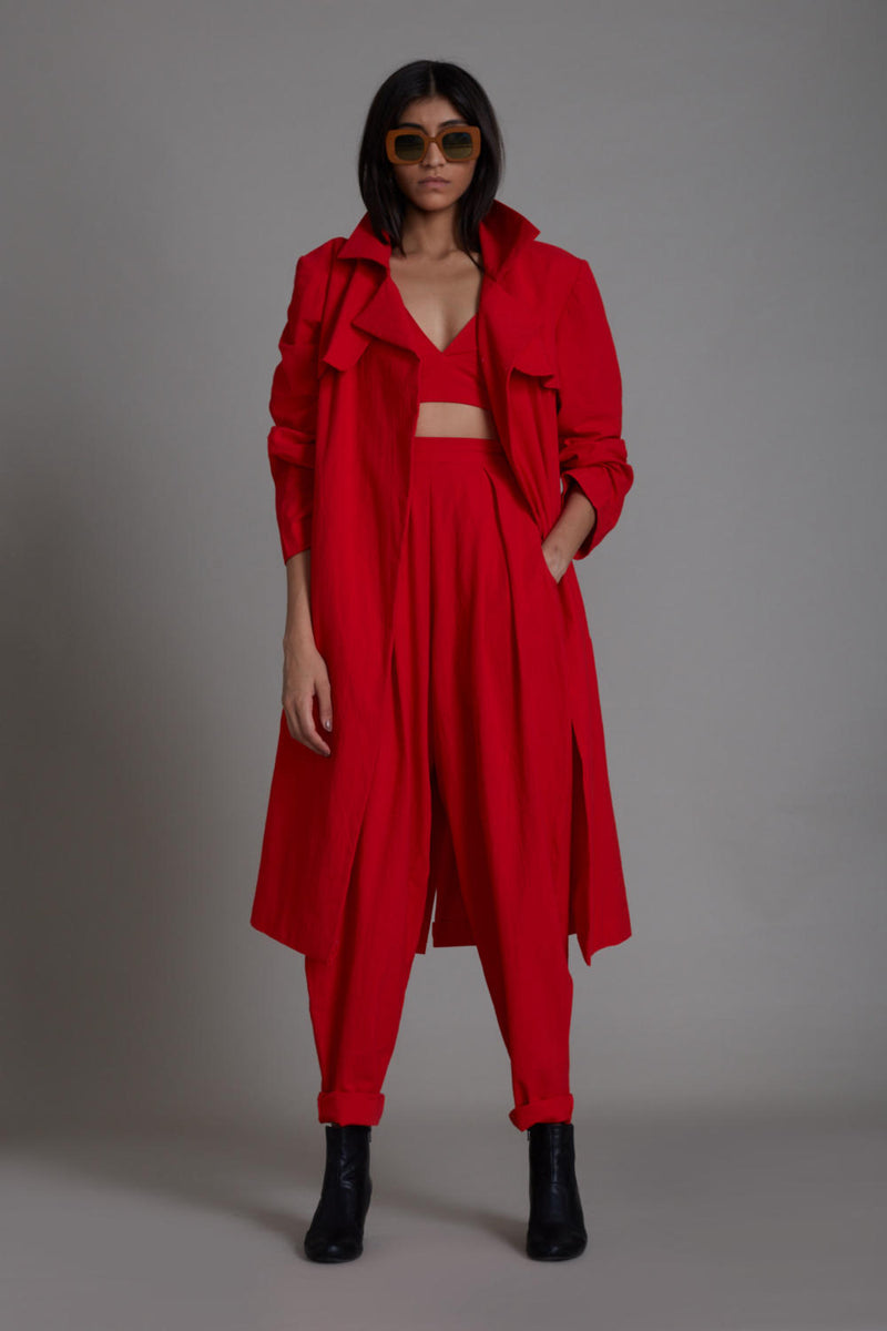 Red Milestone Set Co-ord Set,Jackets & Overlays by Mati for women in Singapore