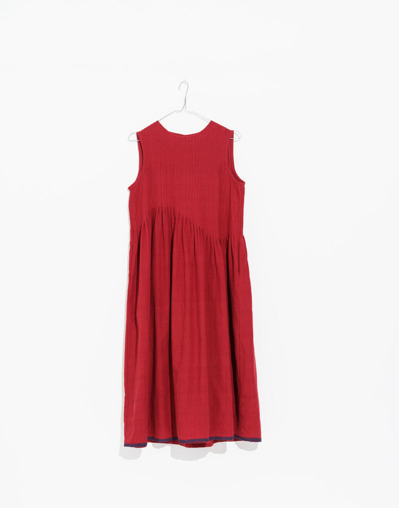 Red pleated midi dress - Red Dress by World of Crow in red color for women in Singapore