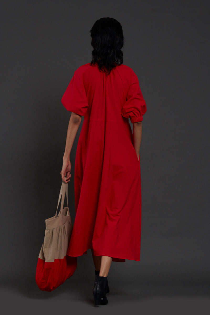 Red Raglan Dress Dress by Mati in red color for women in Singapore