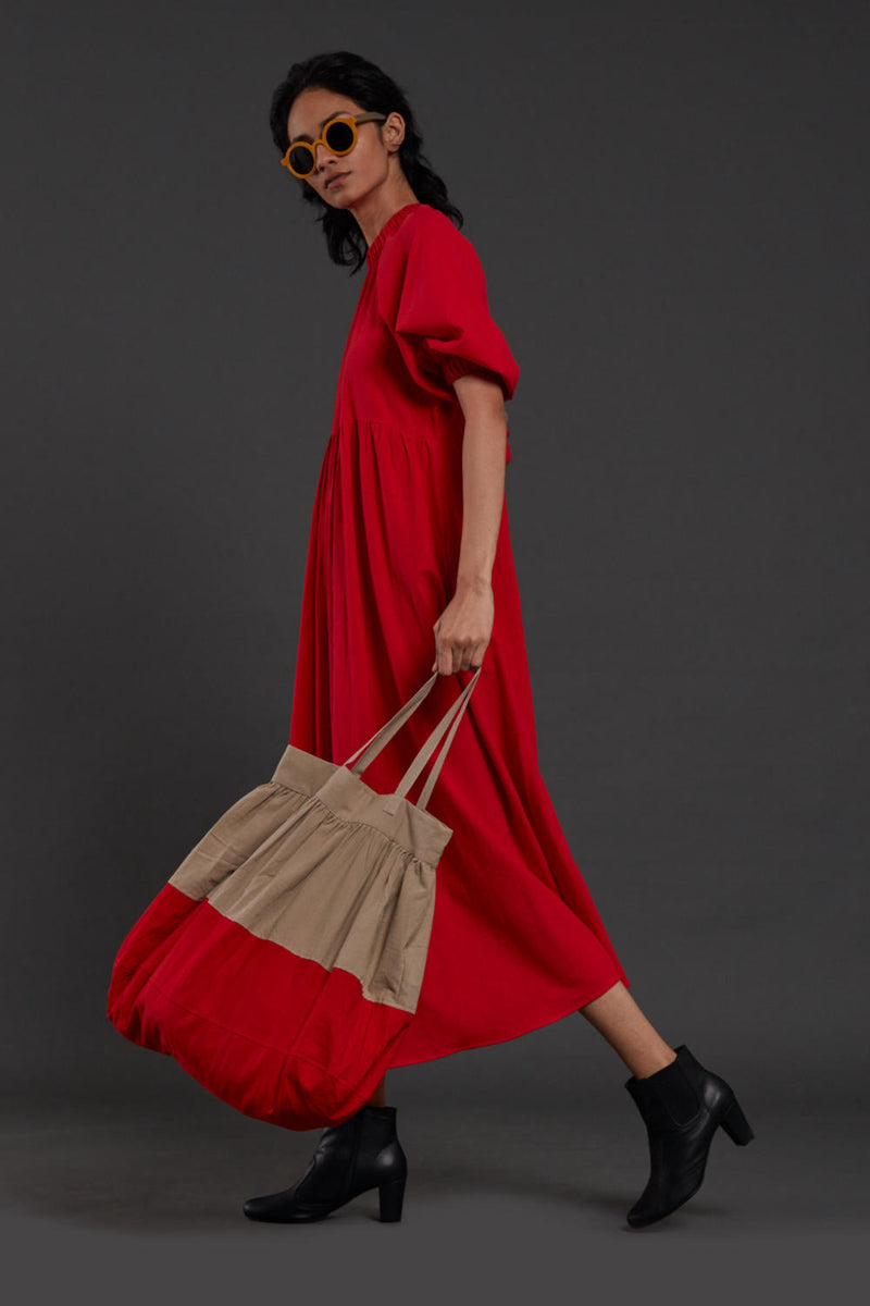 Red Raglan Dress Dress by Mati in red color for women in Singapore