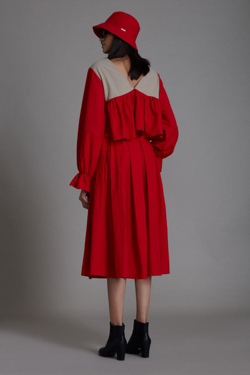 Red & Beige Bow Set Co-ord Set,Skirts,Top & Tunics by Mati for women in Singapore