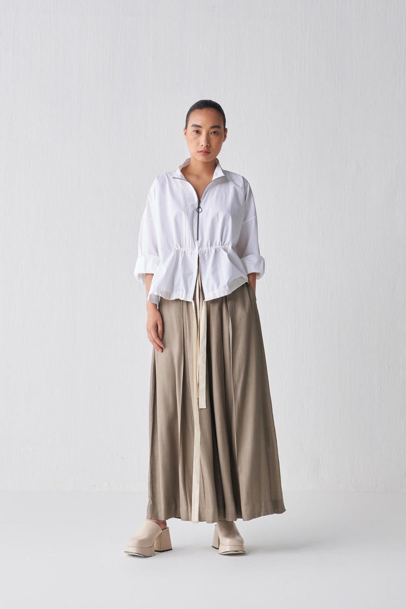 DRAWSTRING TOP CO-ORD Co-ord Set,Top & Tunics,Bottoms by THREE in white color for women in Singapore