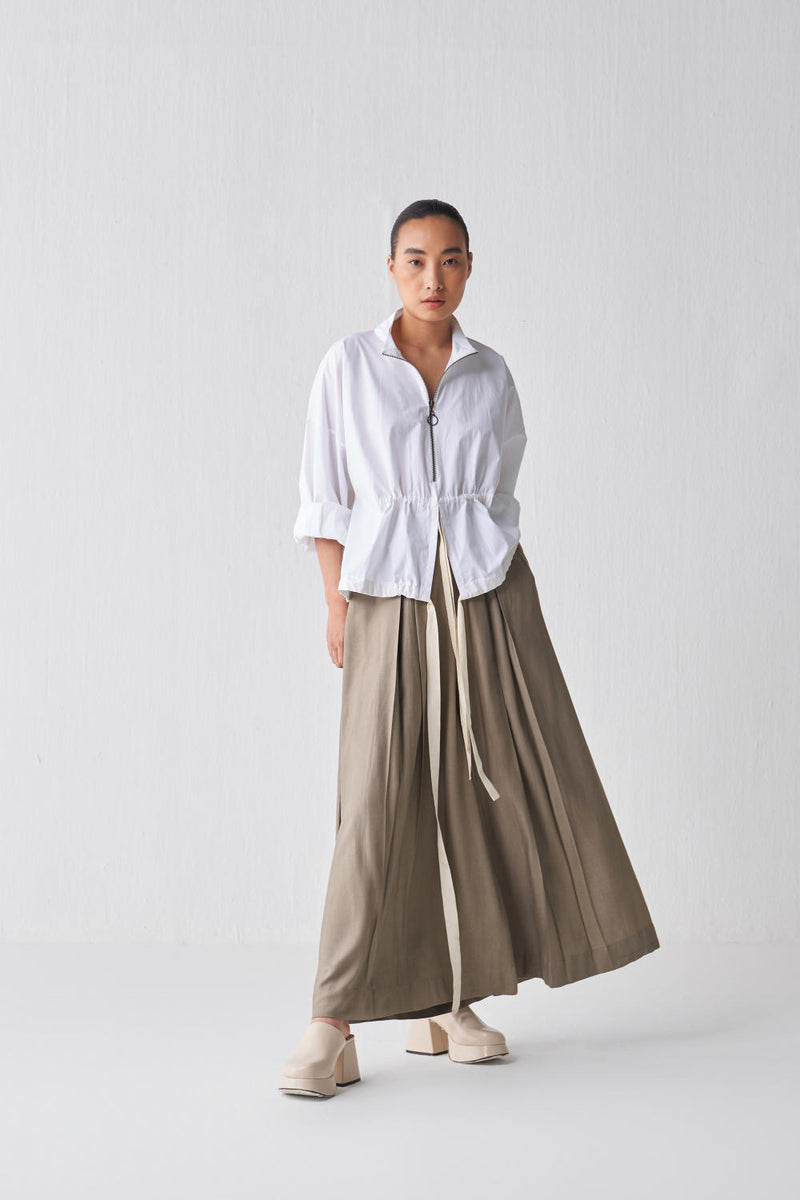 DRAWSTRING TOP CO-ORD Co-ord Set,Top & Tunics,Bottoms by THREE in white color for women in Singapore