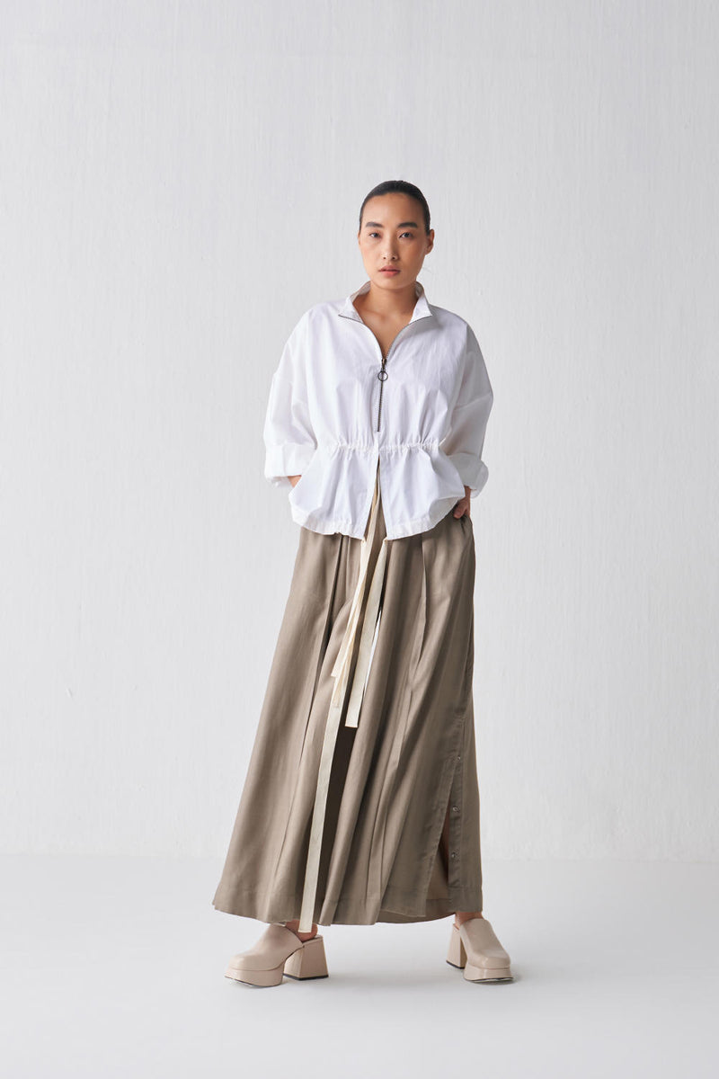 DRAWSTRING TOP CO-ORD Co-ord Set,Top & Tunics,Bottoms by THREE in white color for women in Singapore