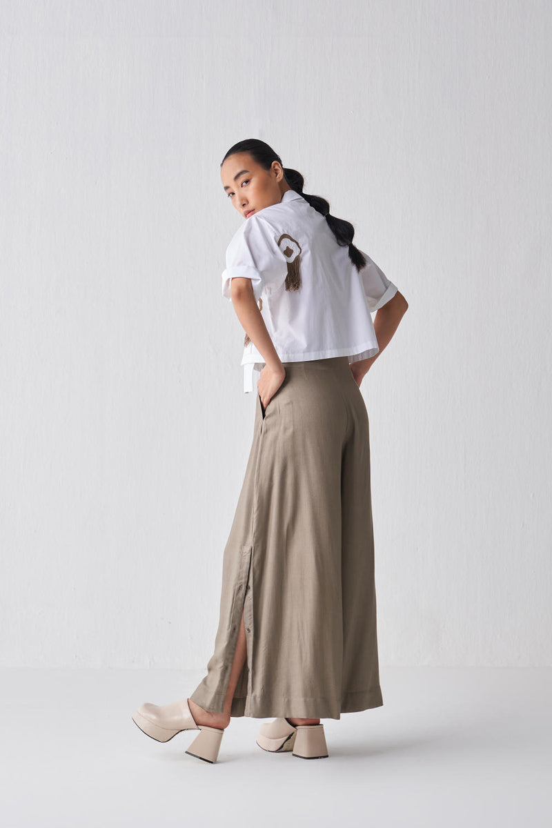 CROP FRINGE TOP CO-ORD Co-ord Set,Top & Tunics,Bottoms by THREE in white color for women in Singapore