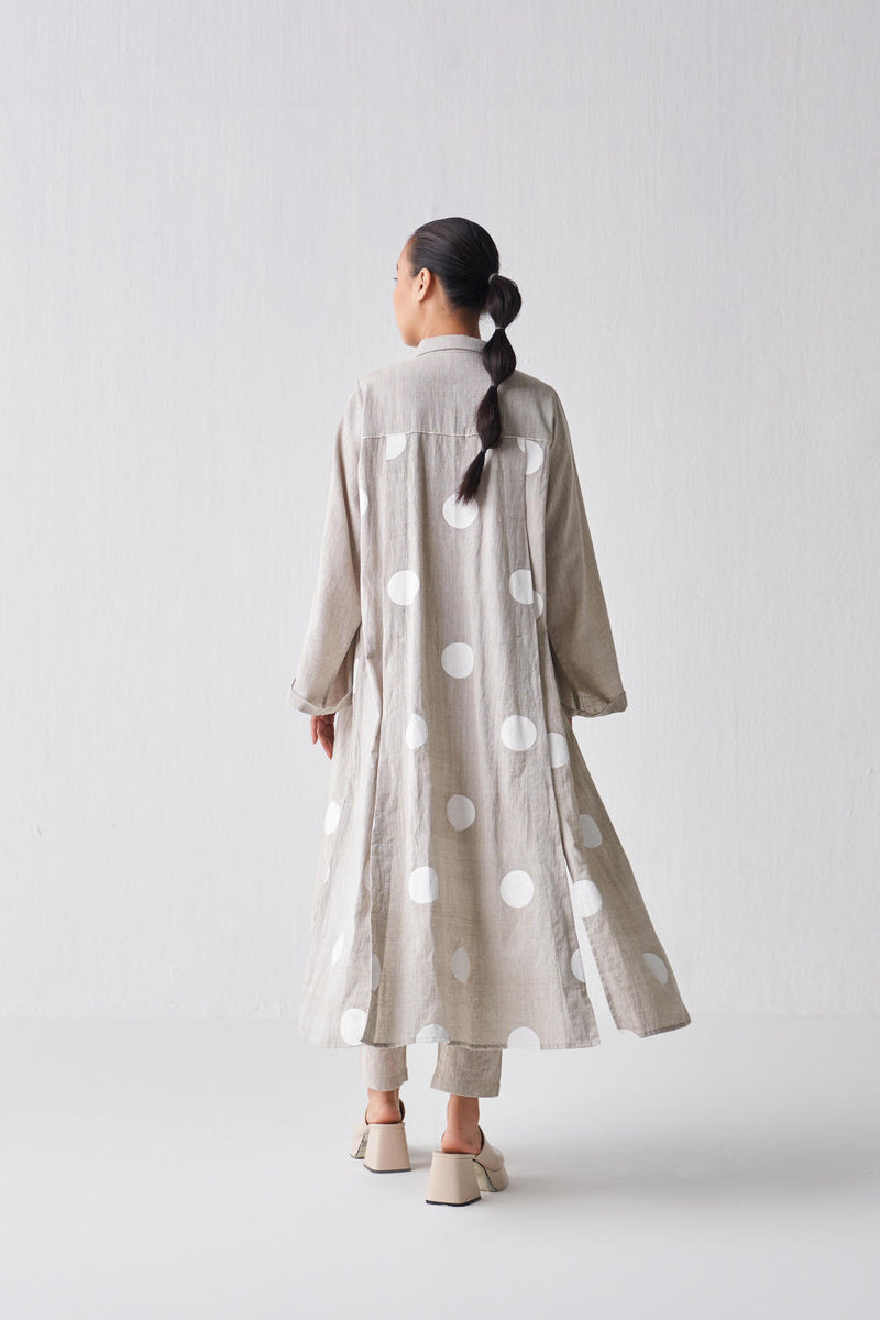 BEIGE PANEL SLIT SHIRT CO-ORD Co-ord Set,Bottoms,Top & Tunics by THREE in beige color for women in Singapore