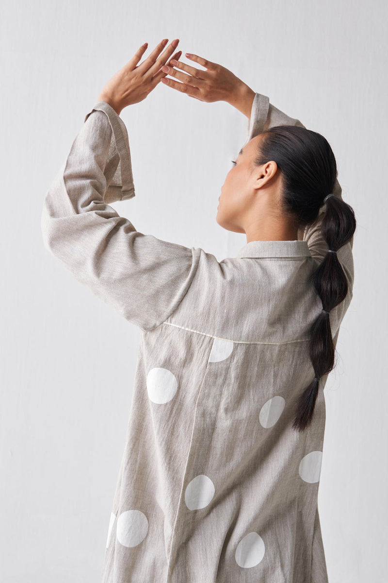 BEIGE PANEL SLIT SHIRT CO-ORD Co-ord Set,Bottoms,Top & Tunics by THREE in beige color for women in Singapore