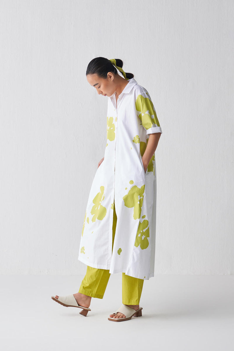 BACK PLEAT FLORAL DRESS Dress by THREE in white color for women in Singapore