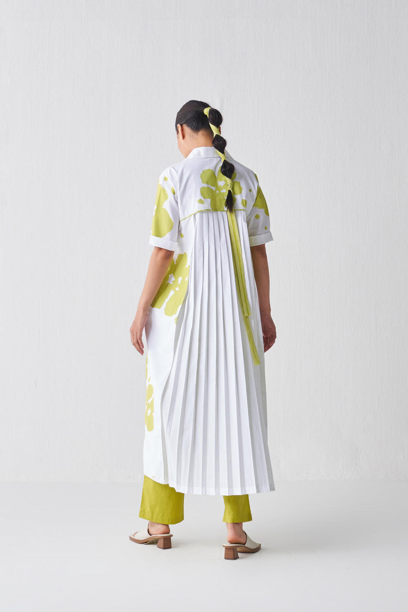 BACK PLEAT FLORAL DRESS Dress by THREE in white color for women in Singapore