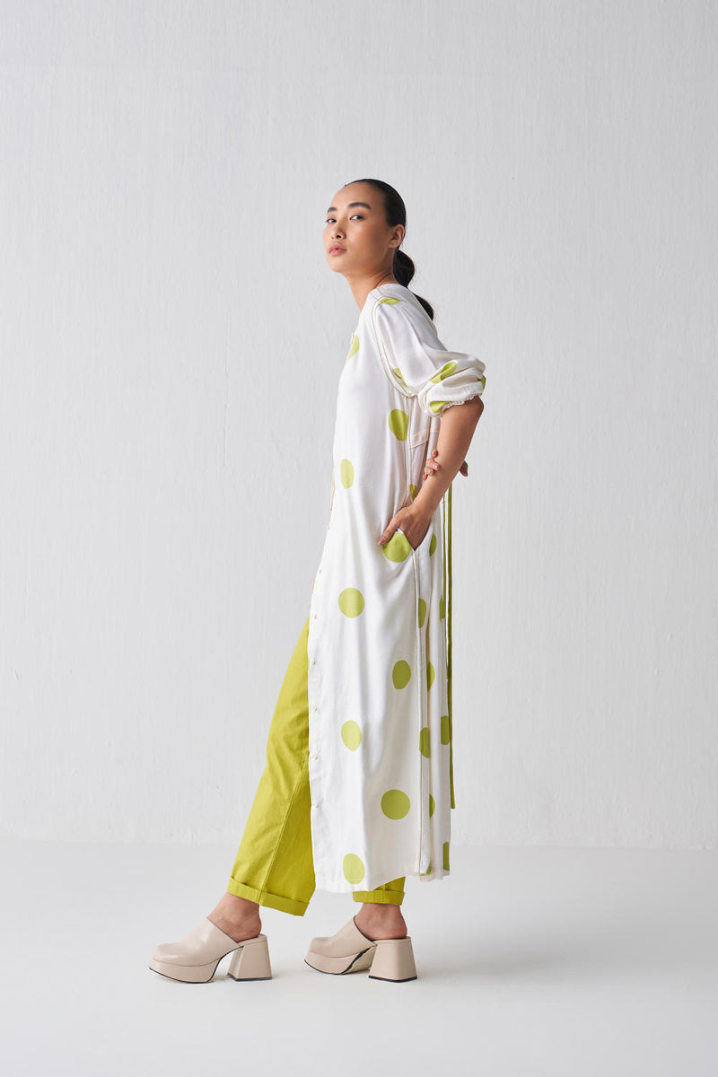 BACK YOKE POLKA JACKET CO-ORD Co-ord Set,Jackets & Overlays,Top & Tunics by THREE in white color for women in Singapore